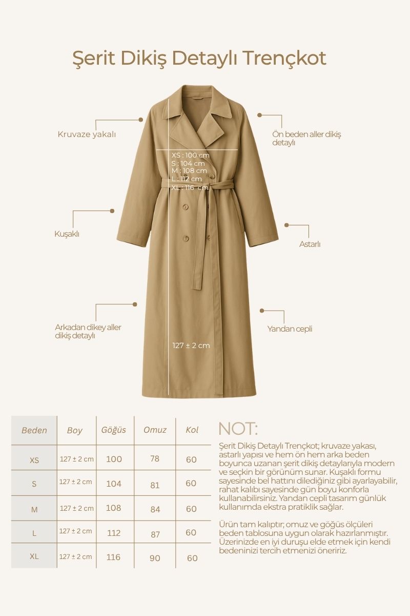 Stitch Detail Trench Coat Brown | Zülays